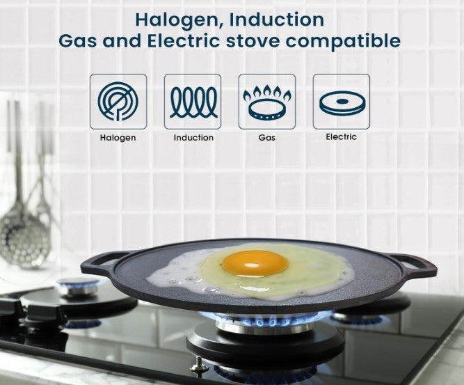 Kashvi Heavy Duty Cast Iron Dosa Tawa with Handles - Image 3